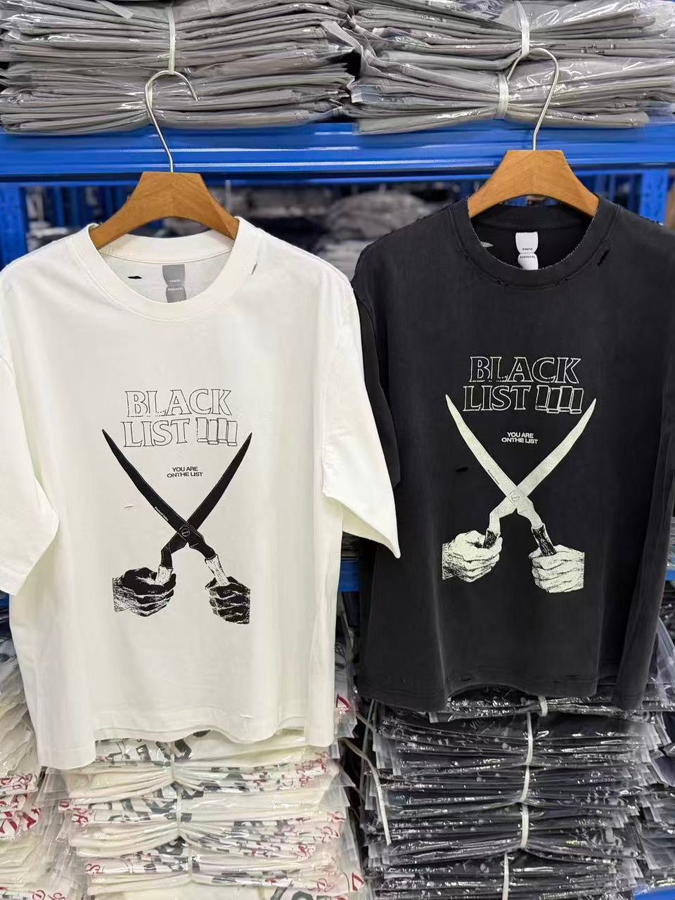 Vintage style washed summer wear T shirt Dual blades 260G pure cotton high-quality streetwear