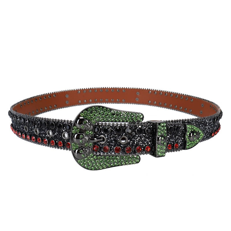 Hip-hop punk rhinestone belt baita man