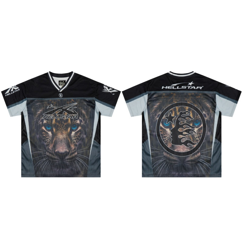 Vintage-style American T-shirt Mystic Jungle Feline Realistic Jersey Print