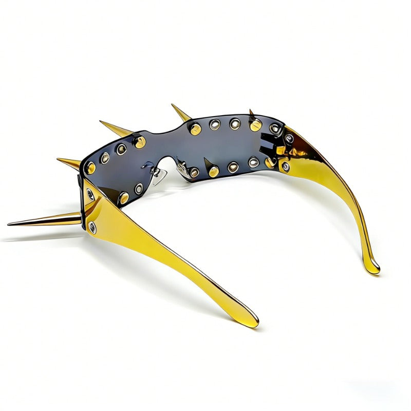 Trendy punk glasses spike all-in-one frameless
