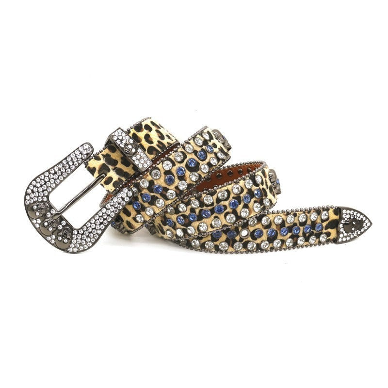 Hip-hop punk rhinestone belt skull