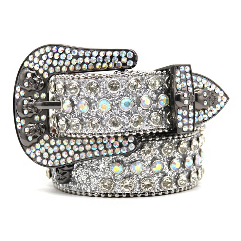 Hip-hop punk rhinestone belt skull punk style
