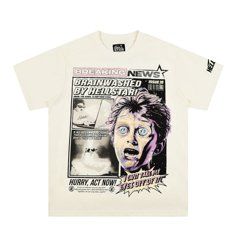 Vintage-style American T-shirt Retro Tabloid Halftone Streetwear