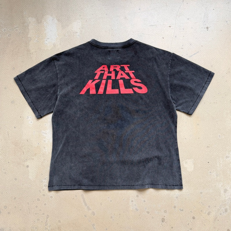 Unisex Vintage T Shirts GALLERY DEPT. x Metallica Ride the Lightning Limited Collaboration â€?Heavyweight, Distressed & Washed Boxy Punk-Style Streetwear T-Shirt