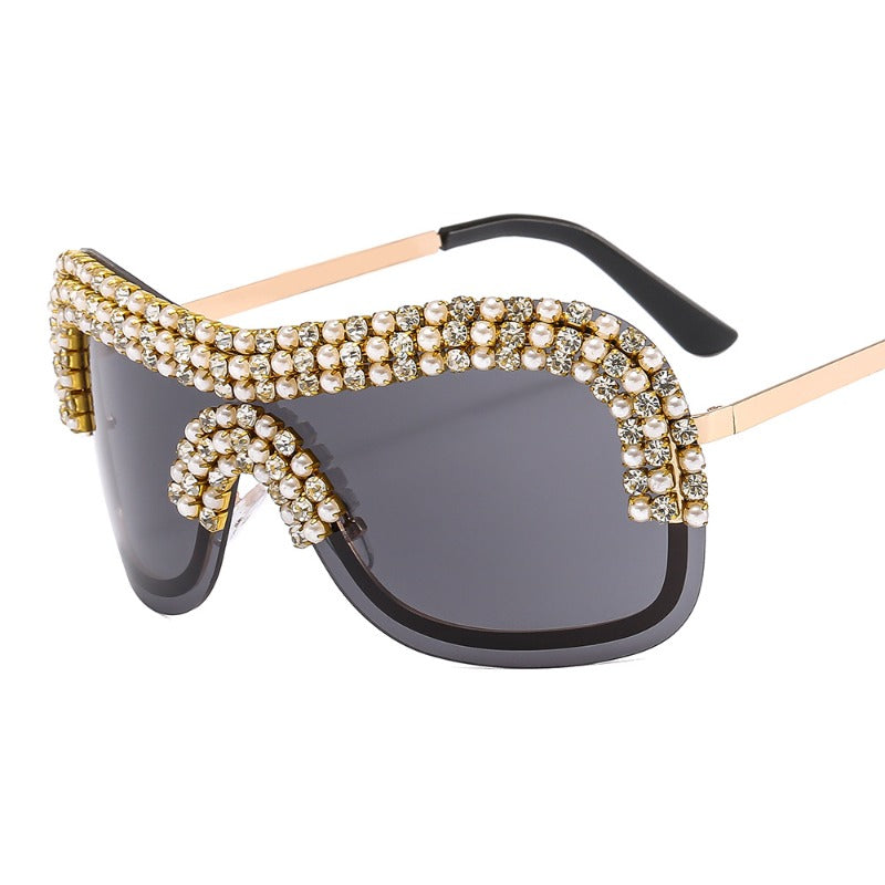 Trendy punk glasses with diamonds
