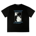 ERD T Shirts Split Figure Snapshot Print Contrast Text Casual Top