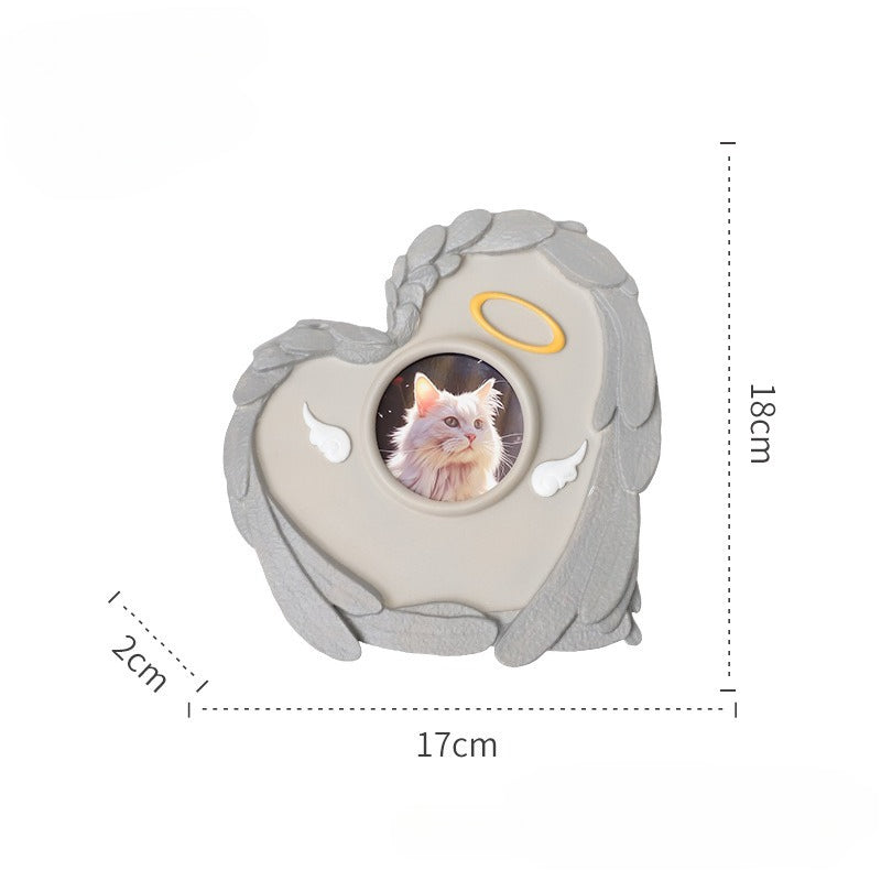 Pet Grave Marker Pet Funeral Memorial Love Angel Tombstone Cat Dog with Frame Heart Sacrifice Tag Ornament