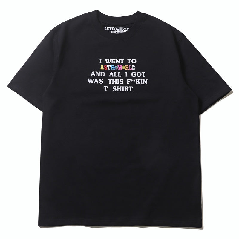 Mens T-shirt Vintage American-style Kanye & Travis Scott Minimalist Letter Print