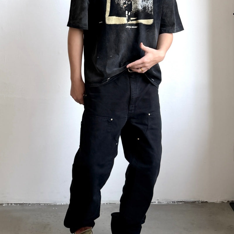 Unisex Vintage T Shirts Saint × STAR WARS Collaboration T-Shirt â€?Darth Vader Reflection Print. Features authentic 280g heavyweight fabric that retains its quality after washing, vintage single-stitch and blind-stitch construction, and a combination