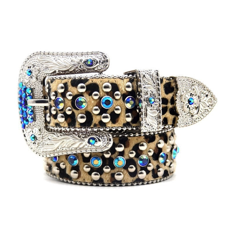 Hip-hop punk rhinestone belt punk style