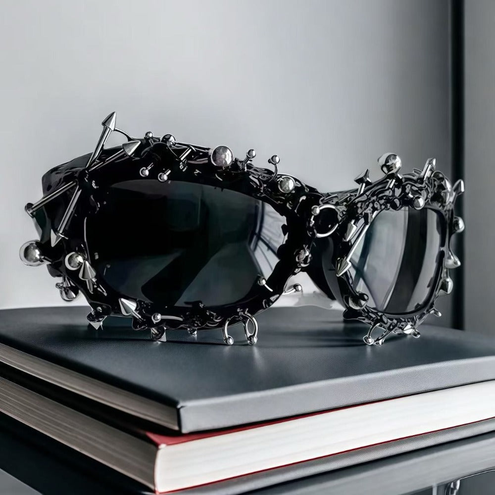 Trendy punk glasses dark uv protection