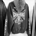 Unisex Vintage Hoodie Limited-edition distressed hooded sweatshirt featuring multi-zone handcrafted distressing details and a heavyweight fabric with an enzyme-washed, faded finish.