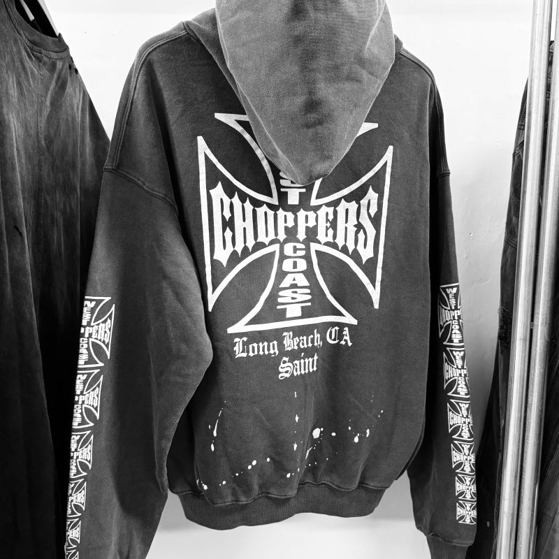 Unisex Vintage Hoodie Limited-edition distressed hooded sweatshirt featuring multi-zone handcrafted distressing details and a heavyweight fabric with an enzyme-washed, faded finish.