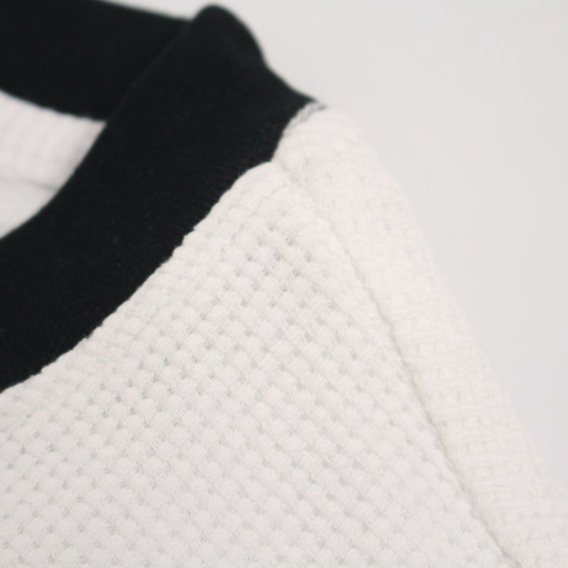 Unisex vintage T-shirt Black and white splicing