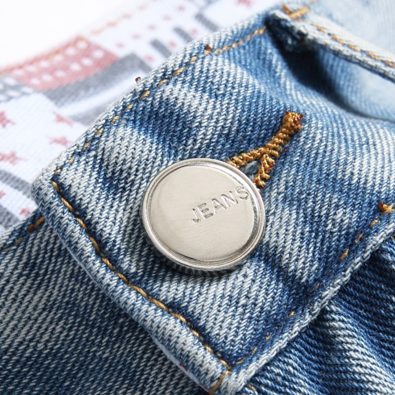 Denim shorts High-quality trendy Distressed with holes casual pure cotton Non-stretch plus-size men's clothing