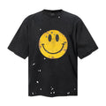 Saint Michael T Shirts Black Mineral Wash Tee With White Speckled Splatter Damage Artwork
