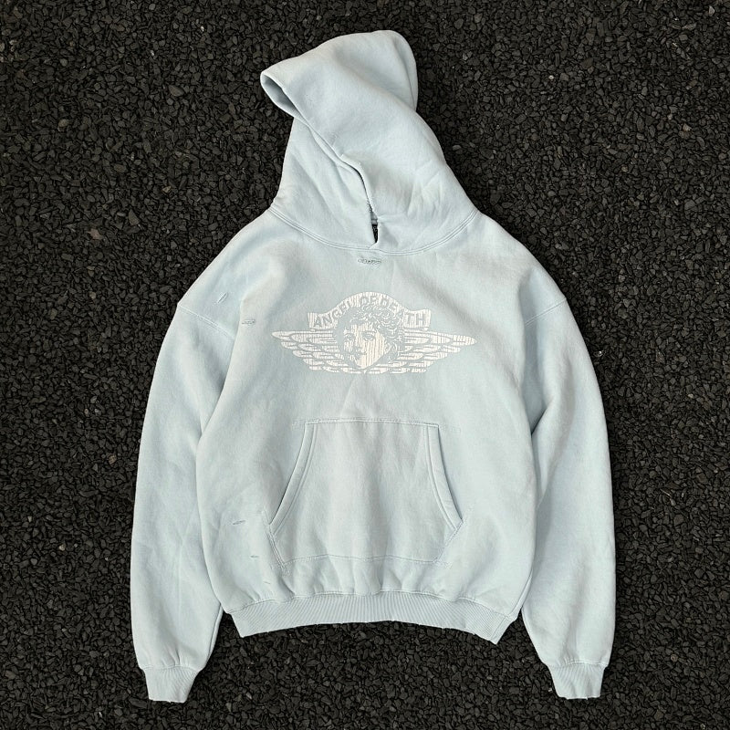 Unisex Vintage Hoodie Saint Michael Little Angel Exclusive American Vintage-Style Washed & Distressed Hoodie