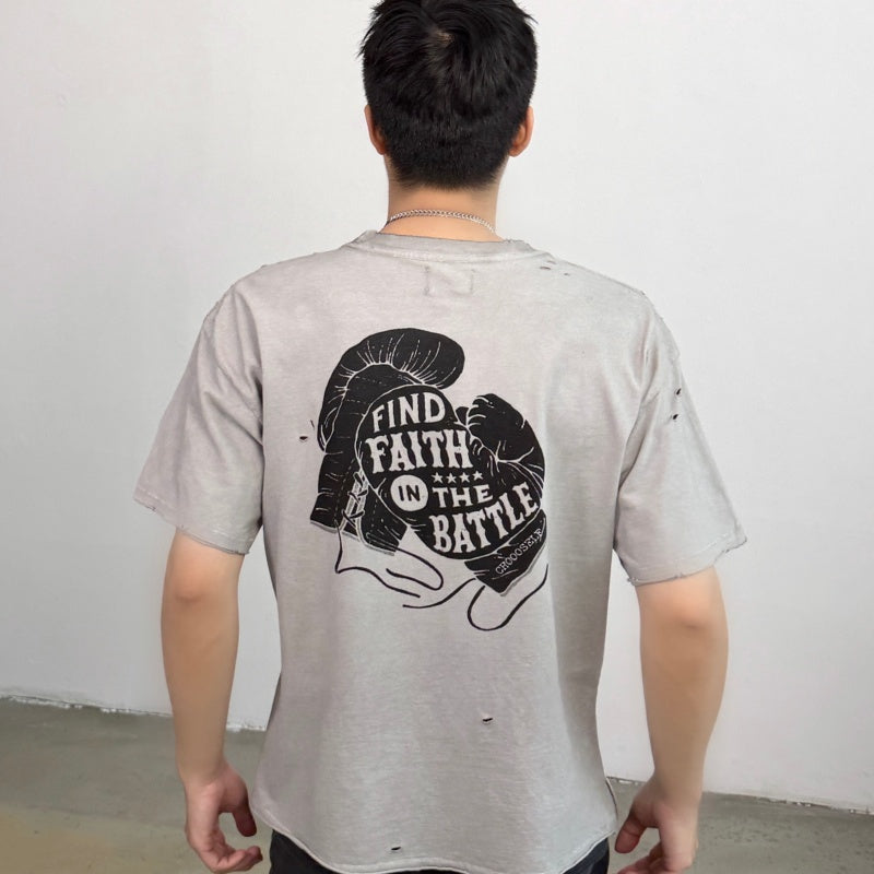 Unisex Vintage T Shirts CHOOOSELF 26SS Kendrick Lamar FFITB Limited Edition â€?Heavyweight Washed, Distressed & Destroyed Streetwear T-Shirt (Boxy/Cropped Punk Style)