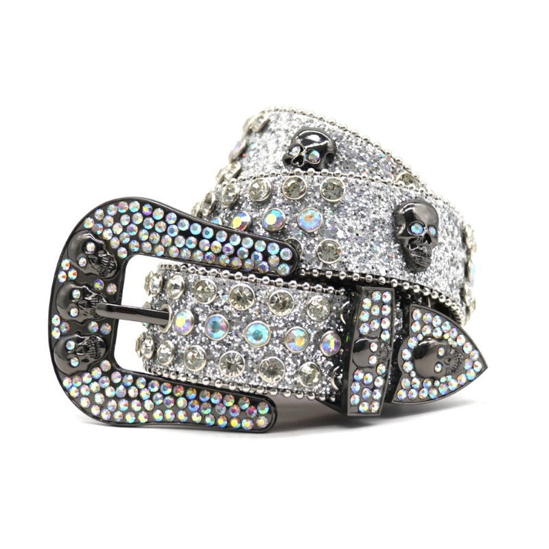 Hip-hop punk rhinestone belt skull punk style