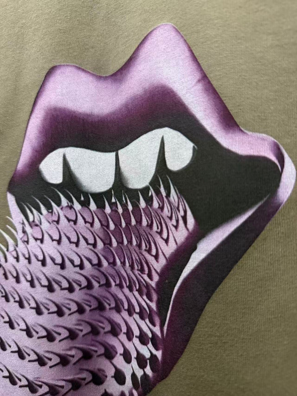 Vintage style washed summer wear T shirt Purple spiky tongue 260G pure cotton high-quality streetwear