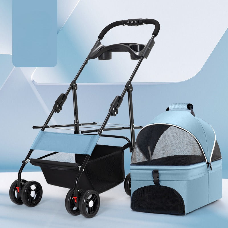 Pet Stroller 2026 Portable Pet Cart Separable Dog Cat Cat Bag Small and Medium Dogs Outdoor Out Cross Border Cart