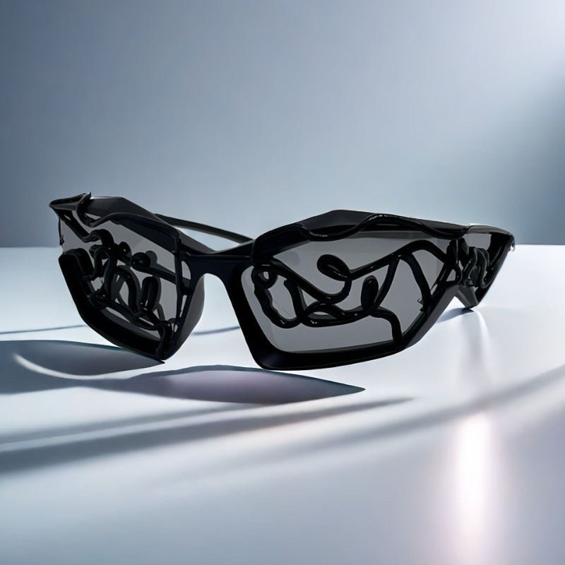 Trendy punk glasses y2k sunglasses steampunk fashiontrendystylish glasses handmade graffiti party sunglasses