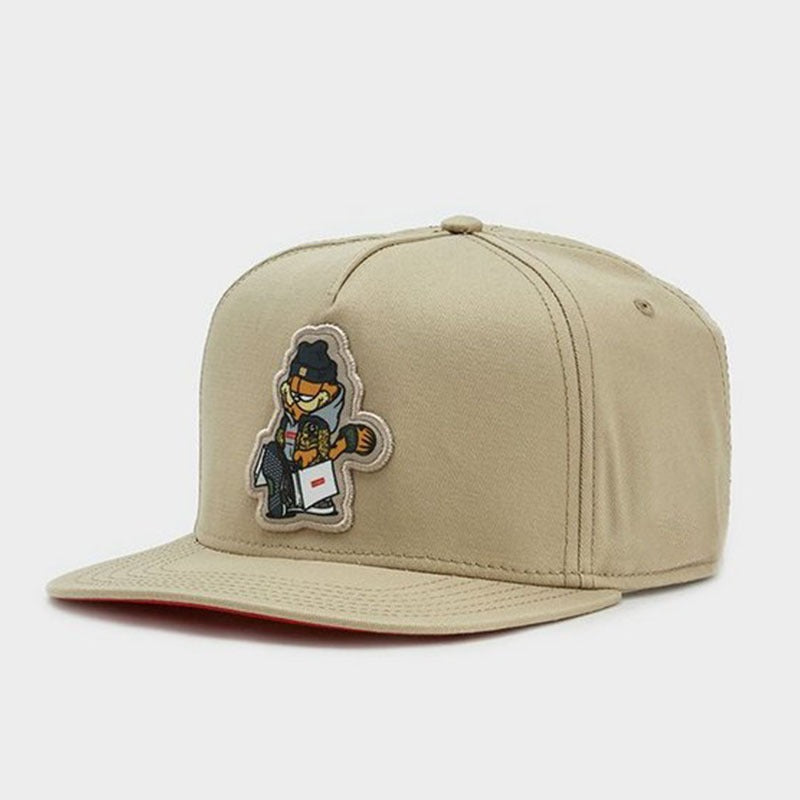 Trendy flat brimmed snapback hatscartoon cat sun and wind protection