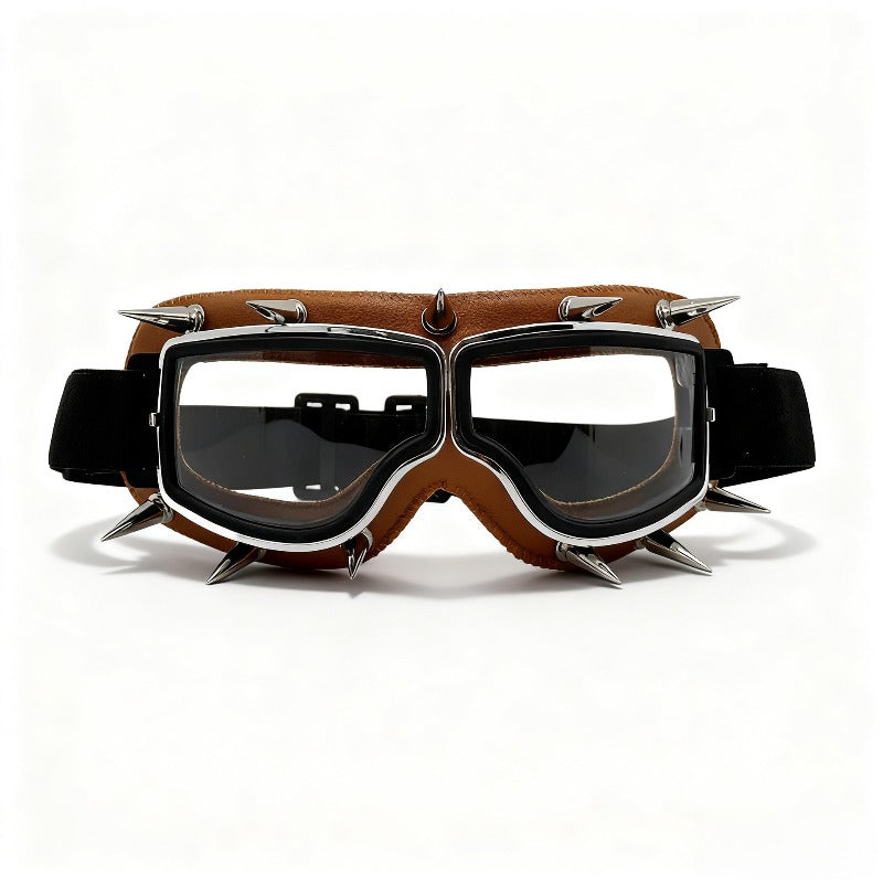 Trendy punk glasses retro leather binding