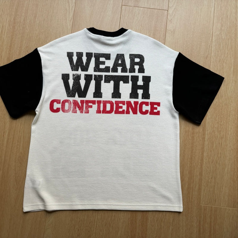 Unisex vintage T-shirt Black and white splicing