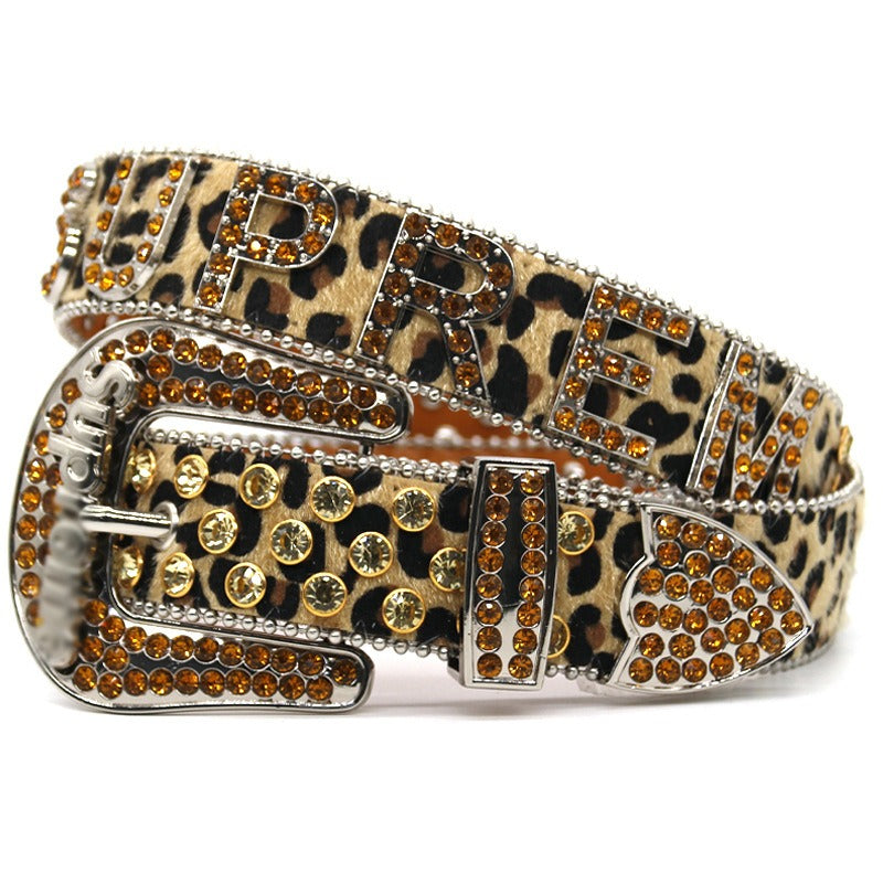 Hip-hop punk rhinestone belt leopard print supreme accessories