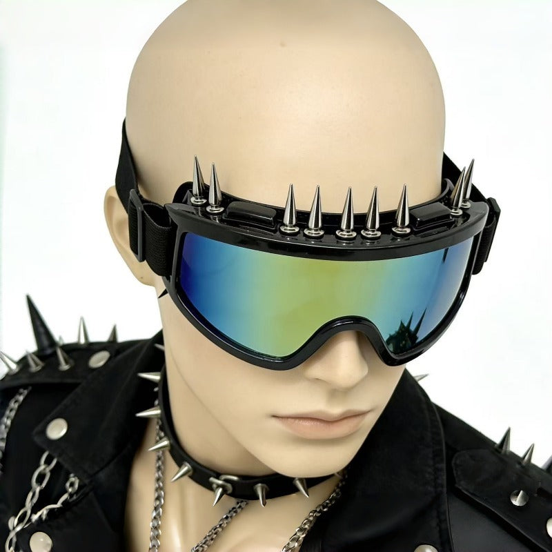 Trendy punk glasses spikes and rivets