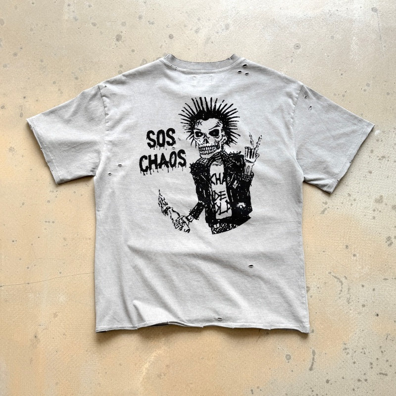 Unisex Vintage T Shirts CHOOOSELF 26SS NO FUTURE IS NOW Limited Edition â€?A tribute to the Sex Pistols. Heavyweight, washed, distressed, and destroyed street-style T-shirt featuring a boxy, cropped punk aesthetic.