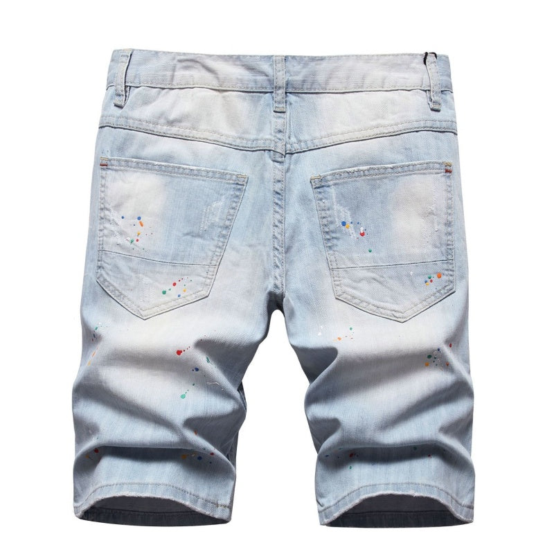 Denim shorts High-quality trendy casual pure cotton Non-stretch plus-size men's clothing
