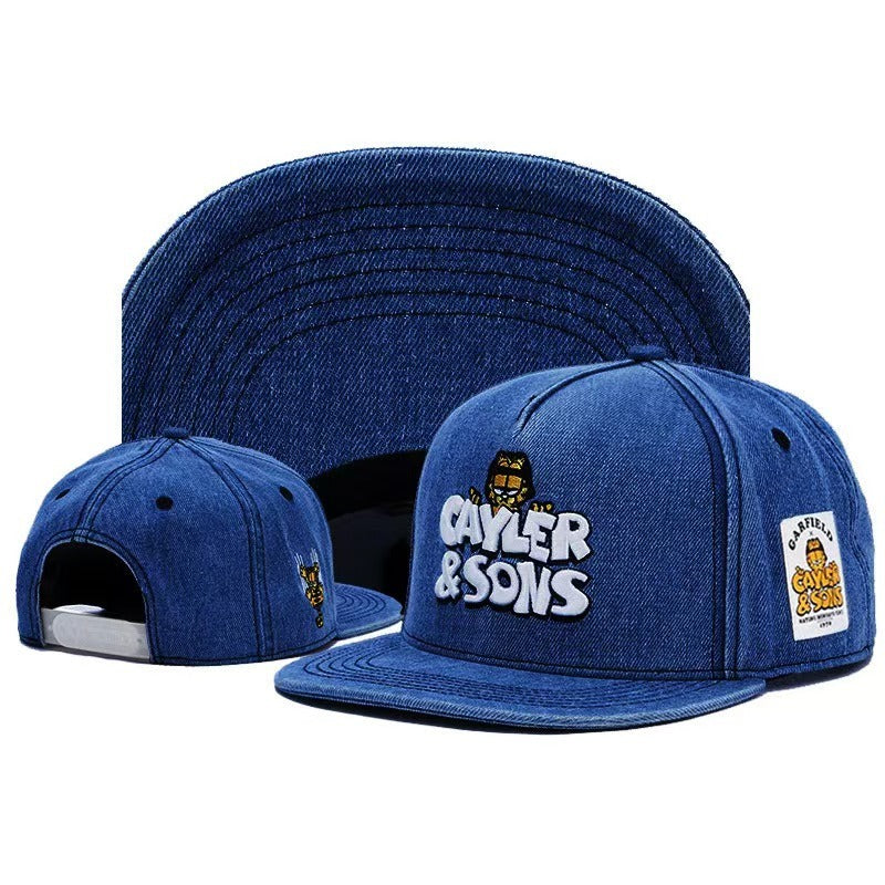 Trendy flat brimmed snapback hatscartoon breathable adjustable sunshade