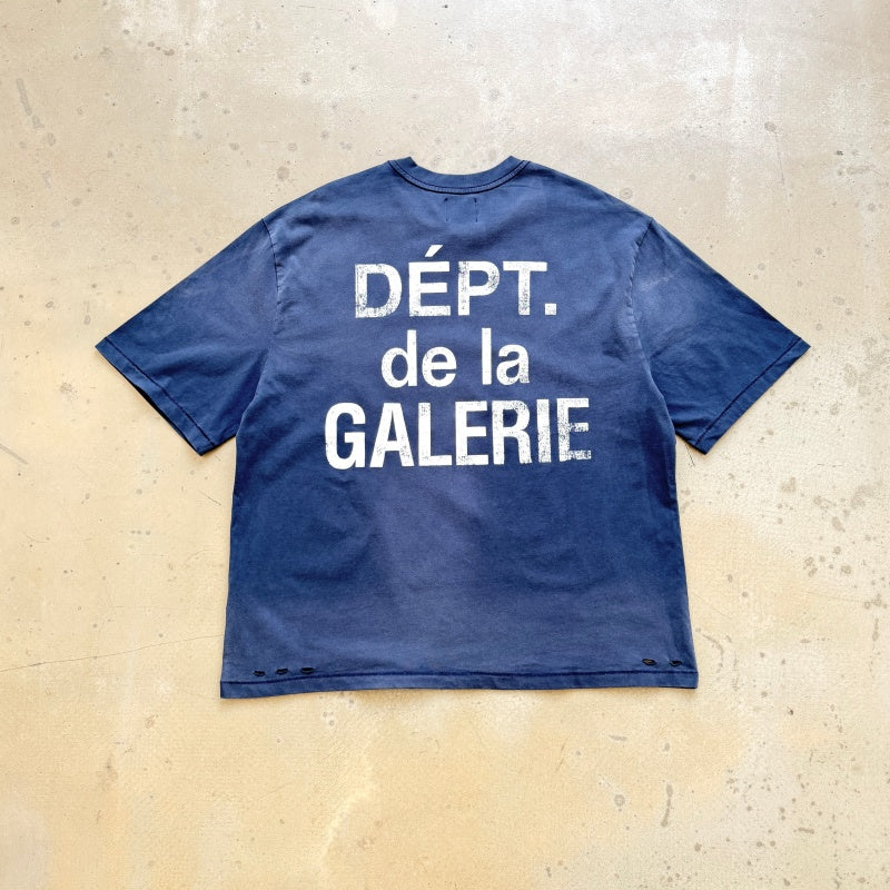 Unisex Vintage T Shirts GALLERY DEPT. 26SS South Beach Exclusive Street-Style T-Shirt: Multi-zone garment spray-distressing, hand-distressed hem, enzyme-washed finish, and vintage-style double-needle stitching.