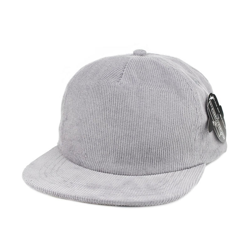 Trendy flat brimmed snapback hatscorduroy retro