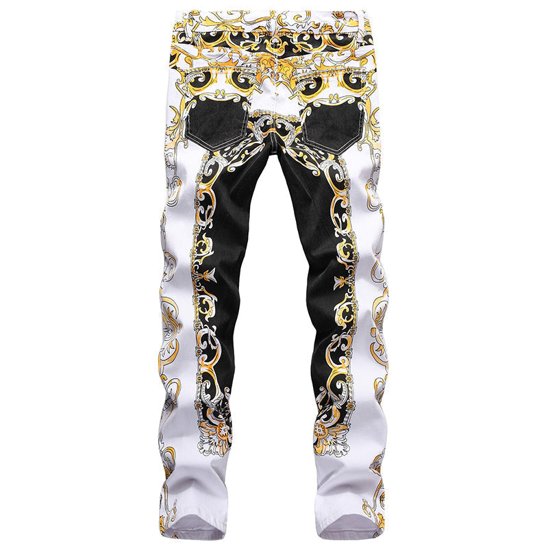 Mens Fashion Jeans Flame Print 584# Pure cotton high quality