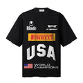 RHUDE T Shirts Vintage Race Flag Letter Motif