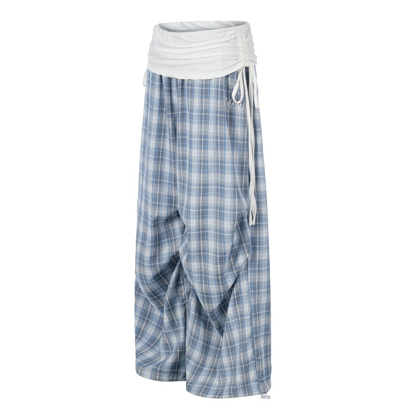 American-style streetwear harem pants Pleated Front Checkered Casual Wear