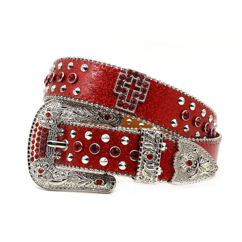 Hip-hop punk rhinestone belt y2k cross accessories