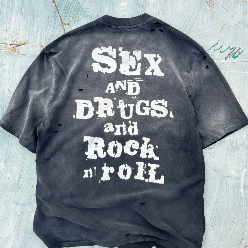 Unisex Vintage T Shirts Sex Pistols â€?Hand-distressed, washed, and vintage-finished at multiple points.