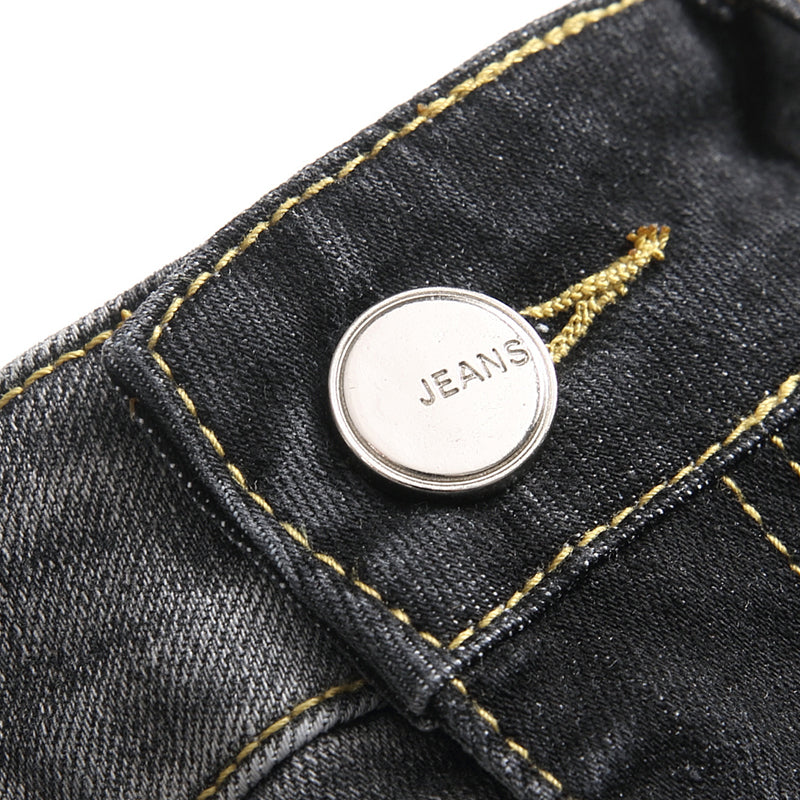 Mens Fashion Jeans Black and gray color blocking 5706# Pure cotton high quality