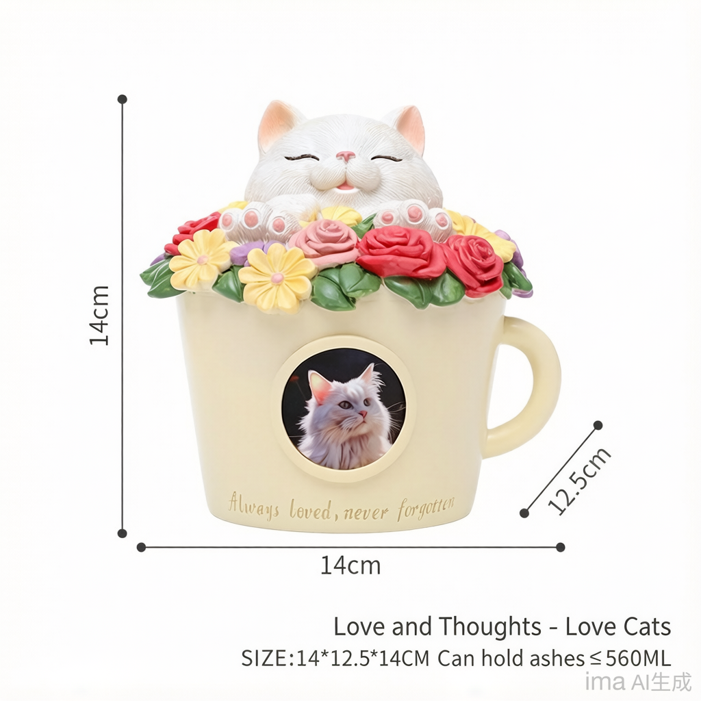 Pet Grave Marker Cartoon Kitten Puppy Funeral Cremation Ashes Storage Container Pet Memorial Urn Pet Supplies