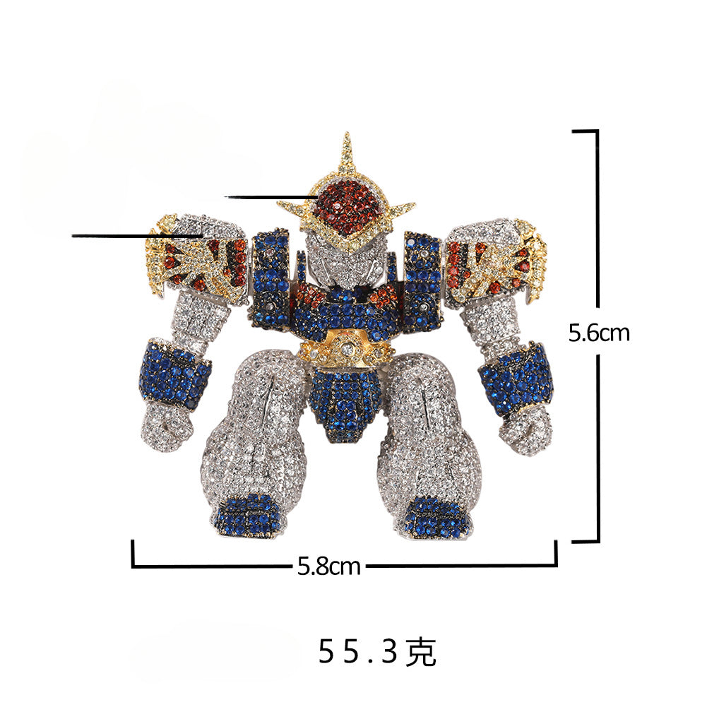 Jewelry Dragon Warrior Pendant Necklace Copper Micro-Inlaid Zirconia Hip Hop Necklace Armament Spectrum Far East