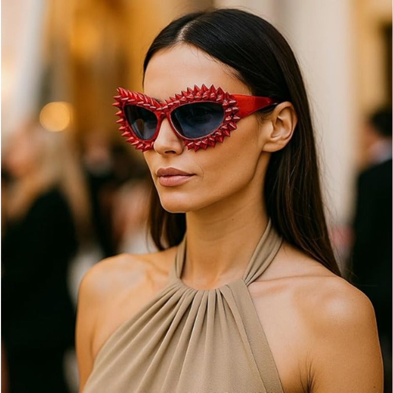Trendy punk glasses special-shaped spikes and rivets