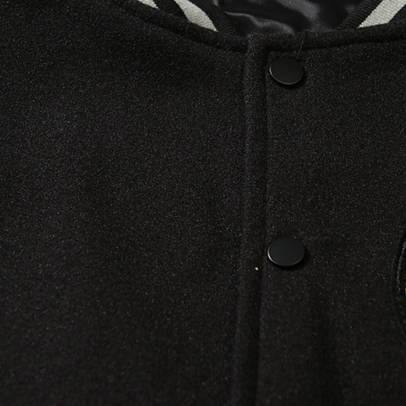 American-style baseball jacket Dries Multi-style Embroidered Animal Badge Black 8-Ball Clean Fit Style