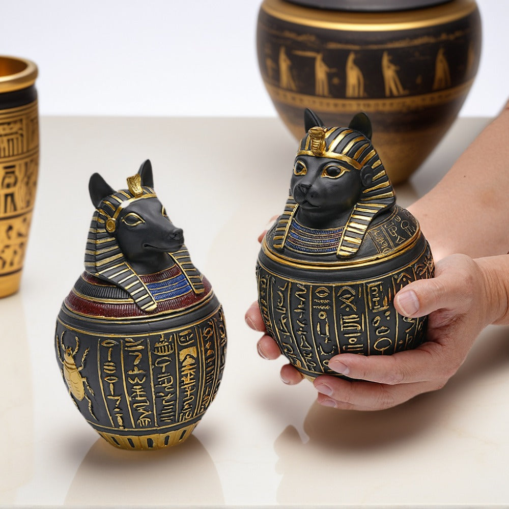 Pet Urn Egyptian Pharaoh Pet Urn Old Gods Protect Anubis God Dog Death Urn Cat Jar Ornament