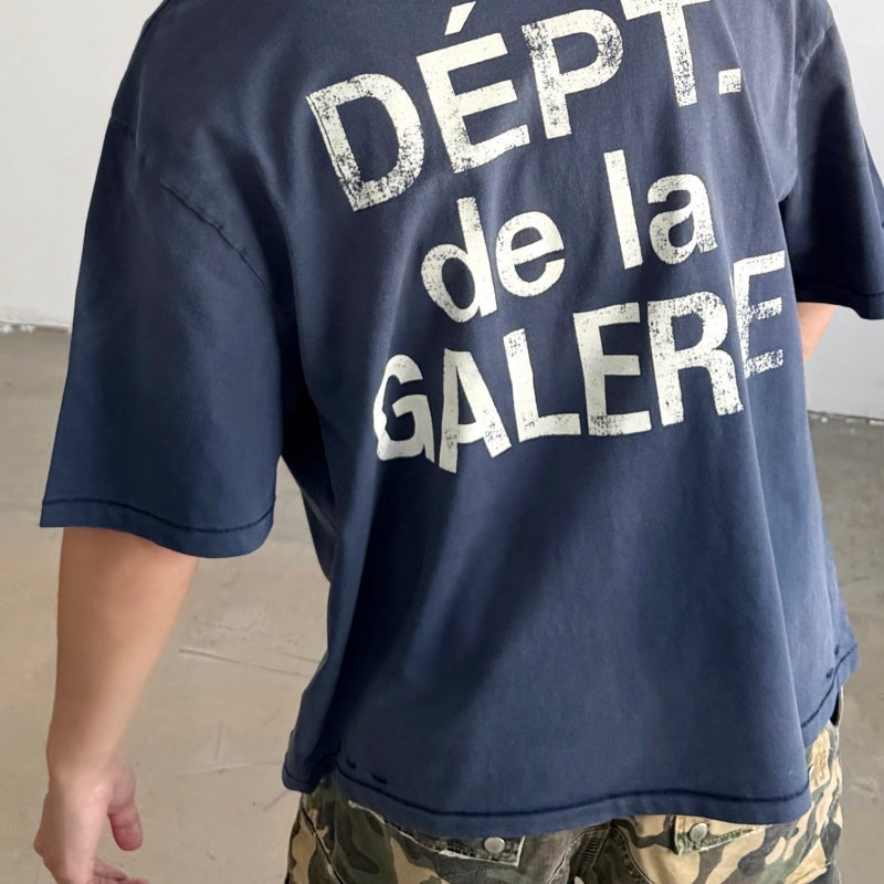 Unisex Vintage T Shirts GALLERY DEPT. 26SS South Beach Exclusive Street-Style T-Shirt: Multi-zone garment spray-distressing, hand-distressed hem, enzyme-washed finish, and vintage-style double-needle stitching.