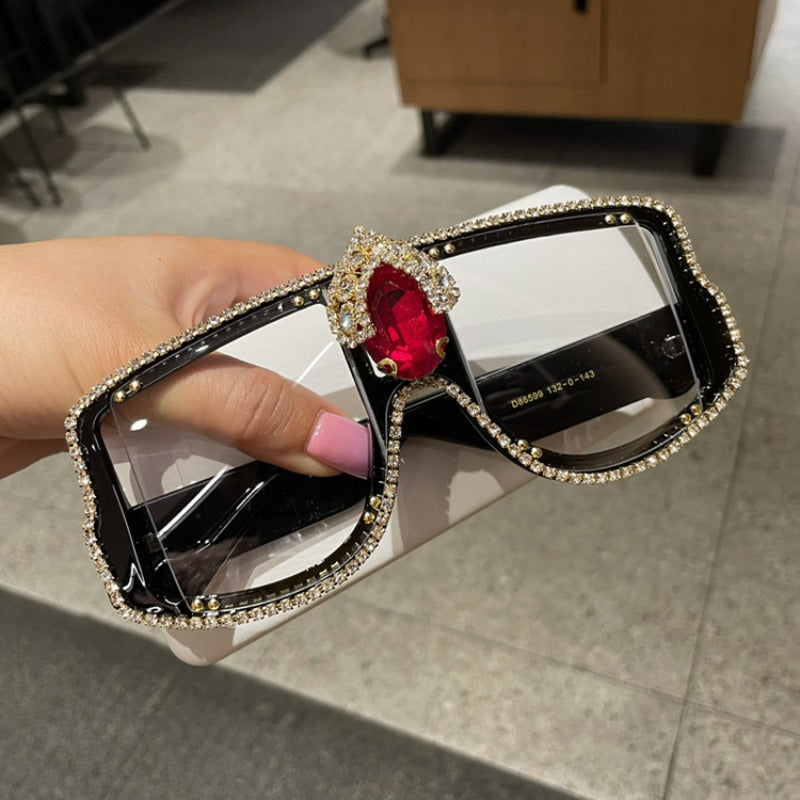 Trendy punk glasses with diamonds