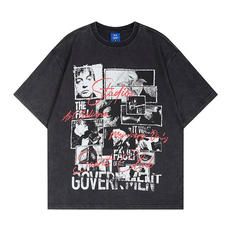 Unisex vintage T-shirts  Trendy black-and-white print
